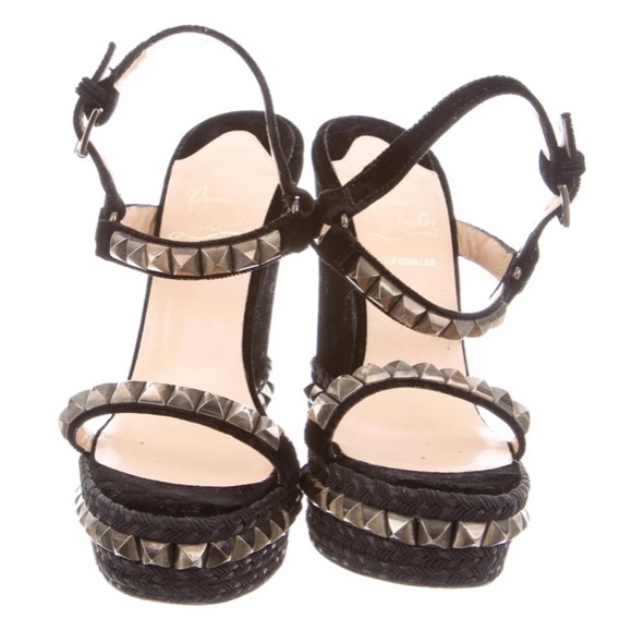 Christian louboutin studded velvet wedges 39 - Picture 4 of 10